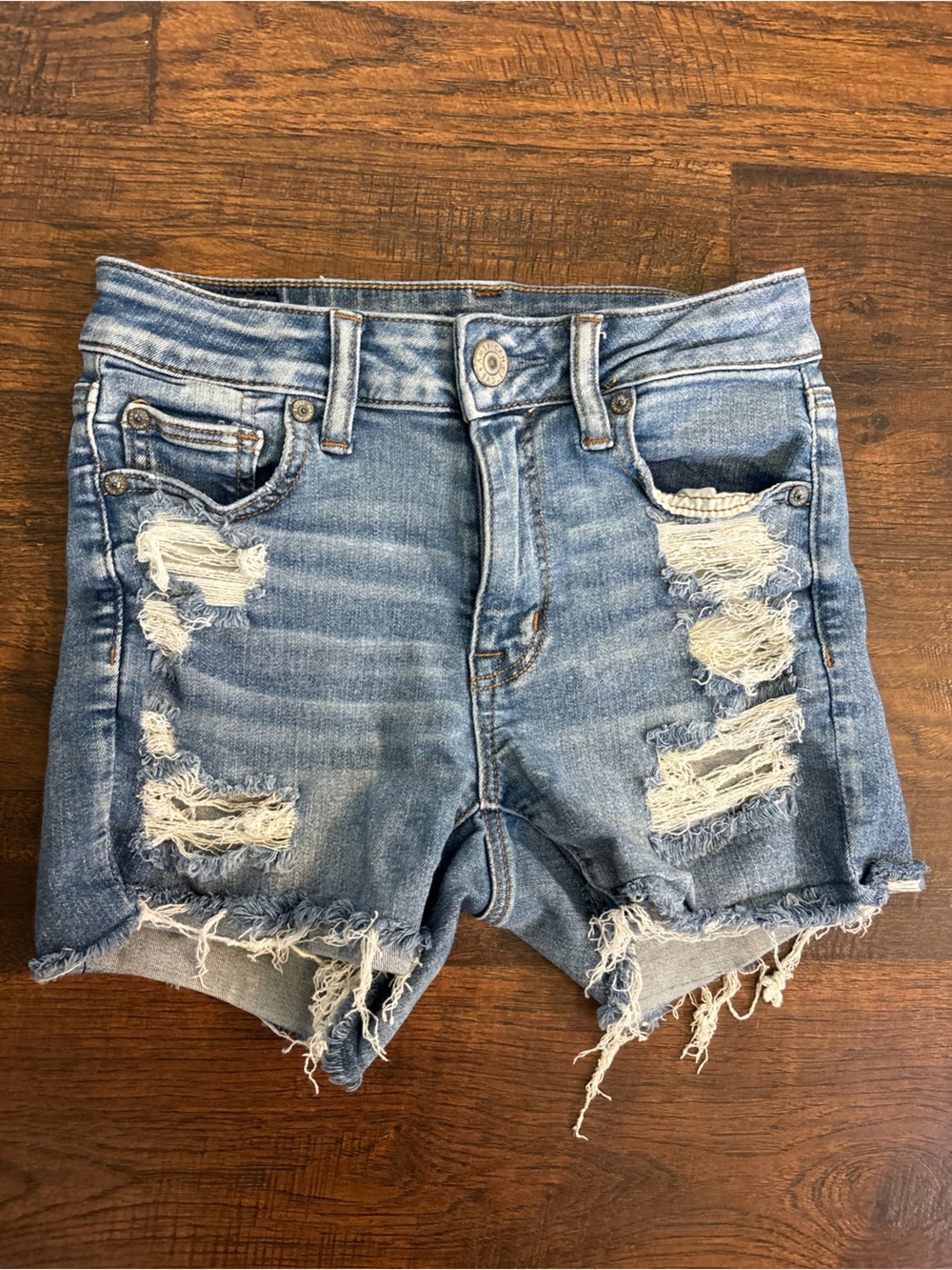 American Eagle High-Rise Shortie Jean Shorts size 0